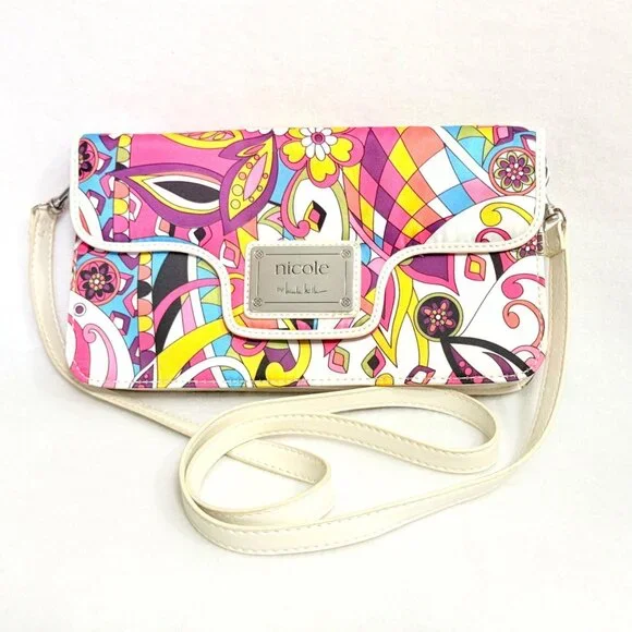 Vintage Nicole Miller Multicolor Abstract Print Mod Crossbody Purse - Picture 4 of 10